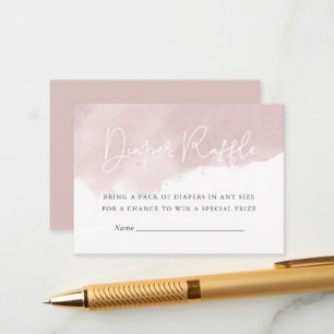 Minimalist Ink Wash Baby Shower Diaper Raffle Card