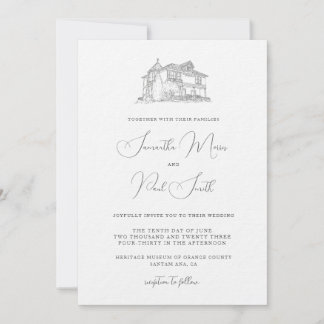 Minimalist Invitation with Sketch of the Venue