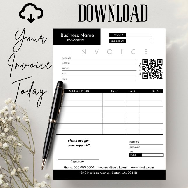 Minimalist Invoice Sales Receipt Small Business Card (invoice sales receipt small business modern minimalist client invoice logo service invoice, digital)