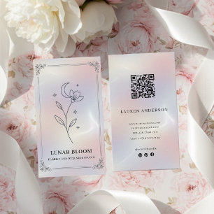 Minimalist Iridescent Business Card with QR Code