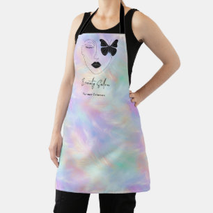 Minimalist Iridescent Opal Beauty Salon Branding Apron