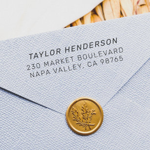 Minimalist Italic Name & Simple Return Address Rubber Stamp