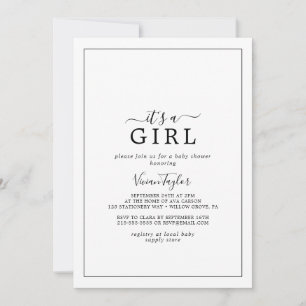 Minimalist It's A Girl Baby Shower Invitation