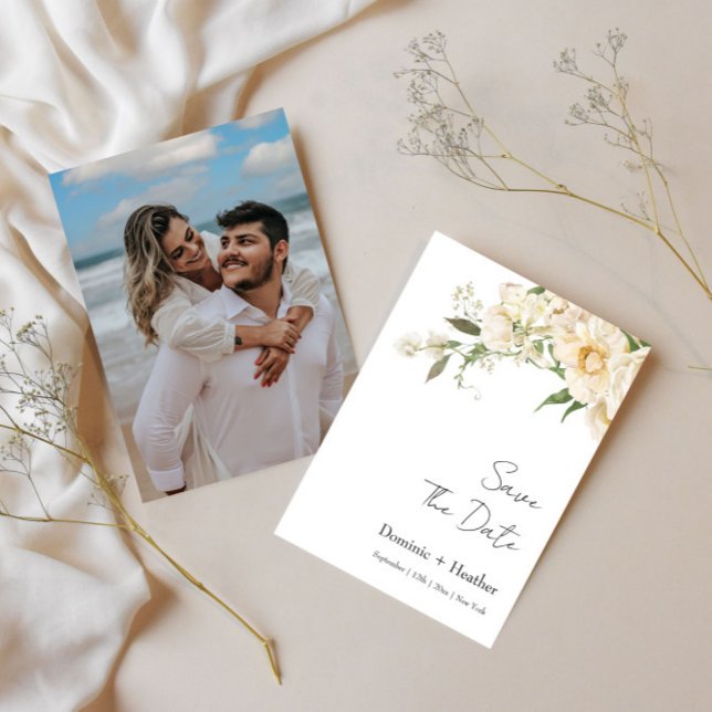 Minimalist Ivory Bliss Photo Wedding  Save The Date (Creator Uploaded)