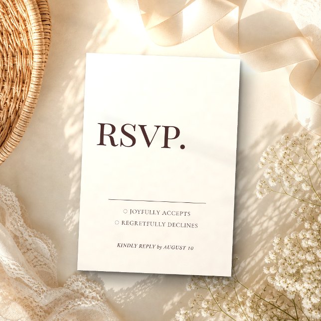 Minimalist Ivory Chocolate Brown Respond RSVP Card (Creator Uploaded)