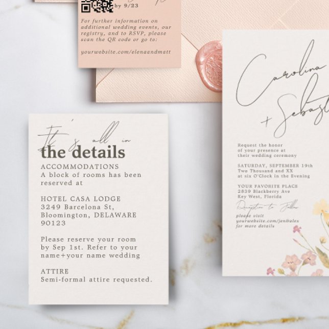 Minimalist Ivory Cream Wedding Details  Enclosure Card (Creator Uploaded)