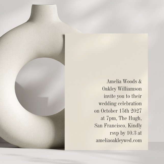 Minimalist Ivory Ecru Black Elegant Modern Wedding Invitation (Creator Uploaded)