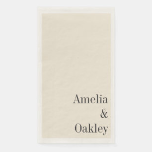 Minimalist Ivory Ecru Black Elegant Wedding Custom Napkin