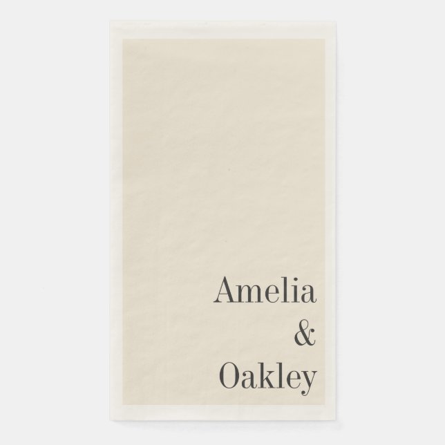 Minimalist Ivory Ecru Black Elegant Wedding Custom Napkin (Front)