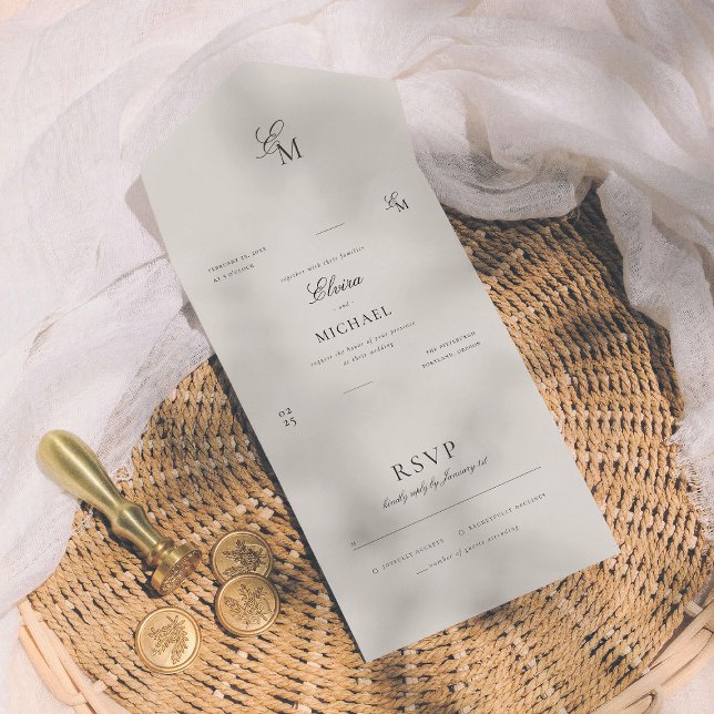 Minimalist Ivory Editorial Wedding All In One Invitation (Creator Uploaded)