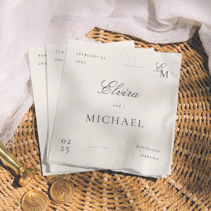 Minimalist Ivory Editorial Wedding Napkin