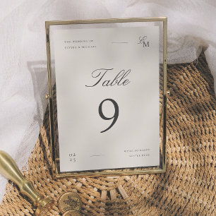 Minimalist Ivory Editorial Wedding Table Number