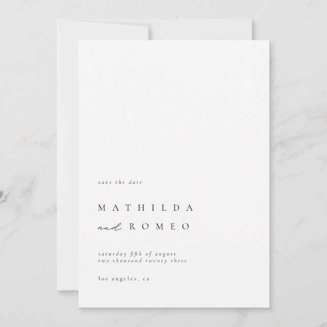 Minimalist Ivory Photo Wedding Save the date Invitation (Front)