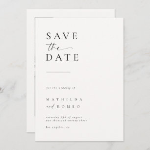 Minimalist Ivory Photo Wedding Save the date Invitation