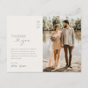 Minimalist Ivory Photo Wedding Thank You Postcard
