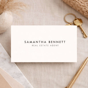 Minimalist Ivory Real Estate Agent Logo Business Card