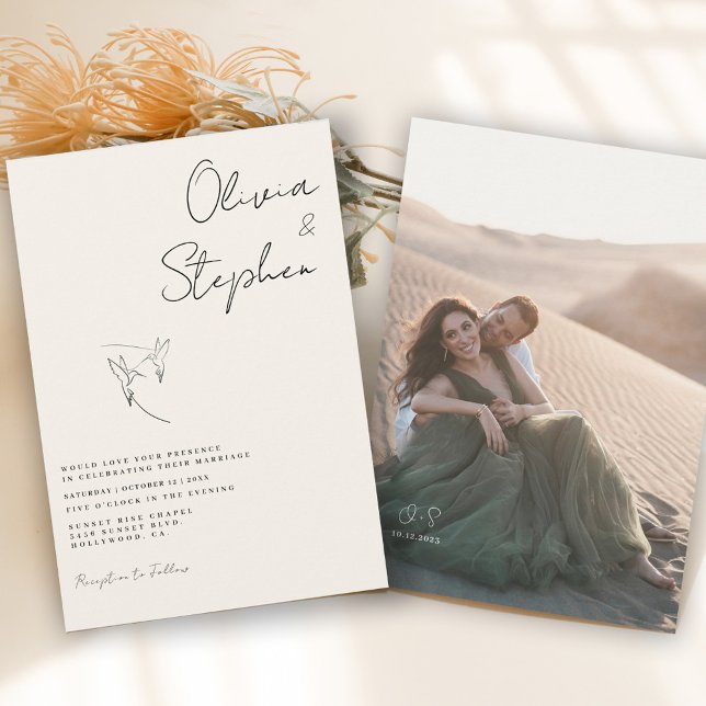 Minimalist Ivory Romantic Photo Wedding  Invitation (Creator Uploaded)