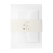 Minimalist Ivory Taupe Floral Monogram Wedding