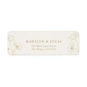 Minimalist Ivory Taupe Floral Wedding Return Address Label
