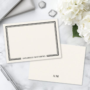 Minimalist Ivory Two Border Monogram Card