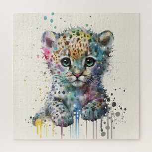Minimalist Ivory Watercolor Leopard Pattern Jigsaw Puzzle
