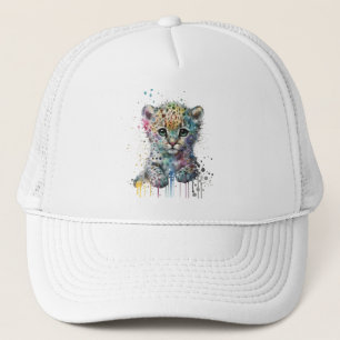 Minimalist Ivory Watercolor Leopard Pattern Trucker Hat