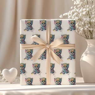 Minimalist Ivory Watercolor Leopard Pattern Wrapping Paper