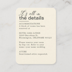 Minimalist Ivory Wedding Details Enclosure Card