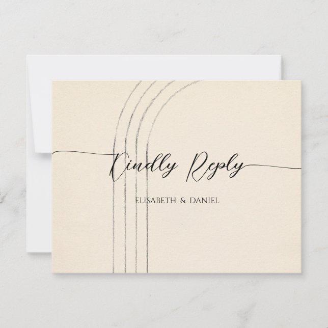 Minimalist ivory Wedding RSVP Card (Front)