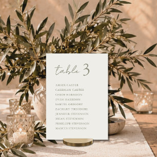 Minimalist Ivory Wedding Table Seating Chart Card