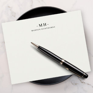 Minimalist Ivory White Simple Elegant Monogram Card