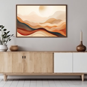 Minimalist Japandi Mountain Art, Neutral Print