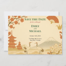 Minimalist Japanese Cherry Blossom Save the Date