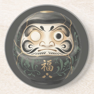 Minimalist Japanese Daruma | Zen Kintsugi  Coaster