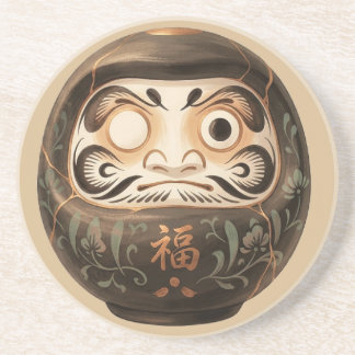 Minimalist Japanese Daruma | Zen Kintsugi  Coaster