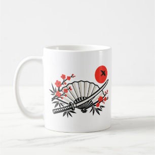 Minimalist Japanese Folding Fan Red Sun Aesthetic Coffee Mug