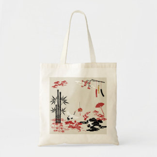 Minimalist Japanese Motifs: Cranes, Koi Fish, Bamb Tote Bag