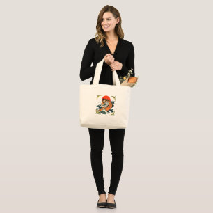 Minimalist Japanese Tiger Ukiyo-e art Samurai Large Tote Bag