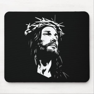 Minimalist Jesus Crown Graphic For Christian Appar Mouse Pad