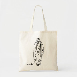 Minimalist Jesus Drawing One Line Art Tote Bag