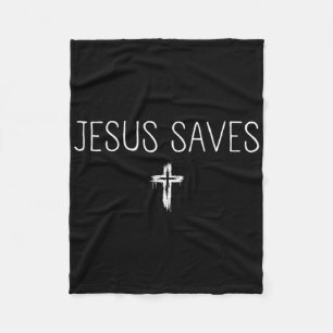 Minimalist Jesus Saves Christian Men Women Religio Fleece Blanket