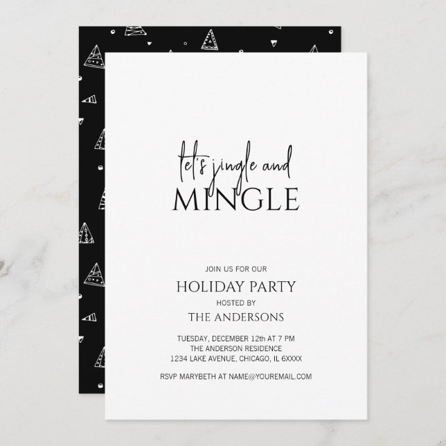 Minimalist Jingle & Mingle Holiday Party Christmas Invitation (Front/Back)