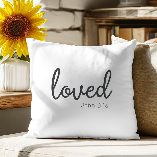 Minimalist John 3:16 loved throw pillow (Creator Uploaded)
