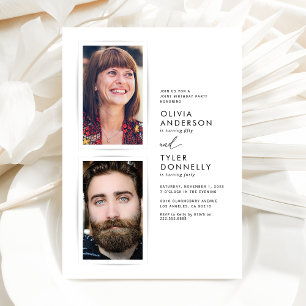 Minimalist Joint Birthday Photo Invitation