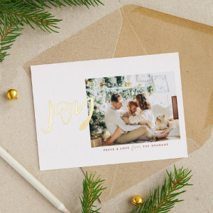 Minimalist Joy Photo Gold Foil Holiday Card