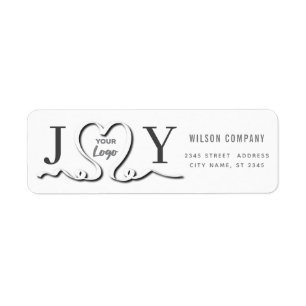Minimalist joy ribbon heart corporate logo return address label