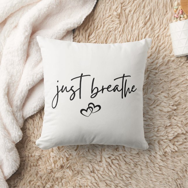 Minimalist “Just Breathe” Simple Inspirational Cushion (Blanket)