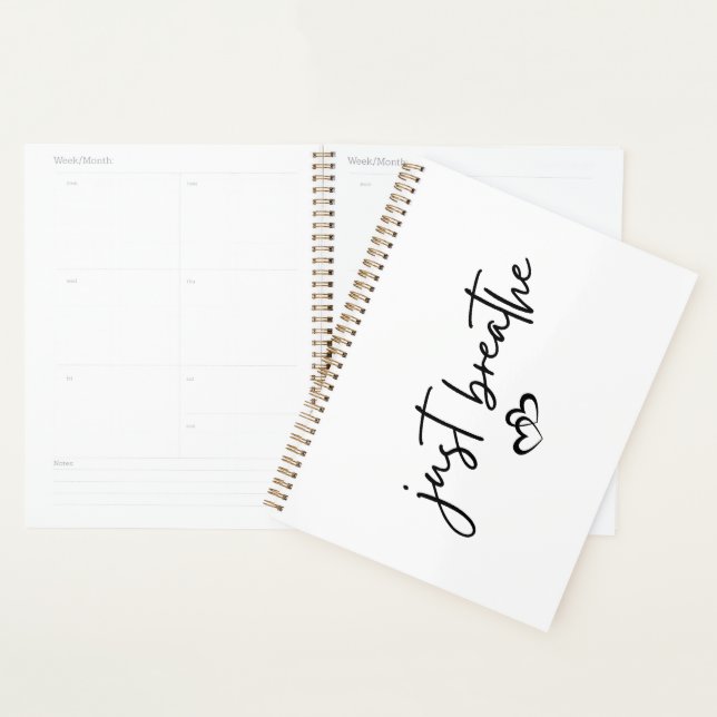 Minimalist “Just Breathe” Simple Inspirational  Planner (Display)