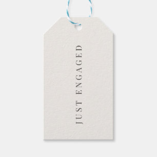 Minimalist ‘Just Engaged’ Gift Tag Warm White