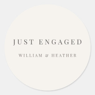 Minimalist ‘Just Engaged’ Sticker   Warm White